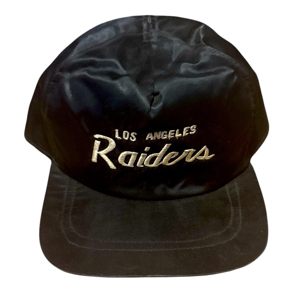Vintage Las Angeles Raiders Black Satin Snapback Hat Used